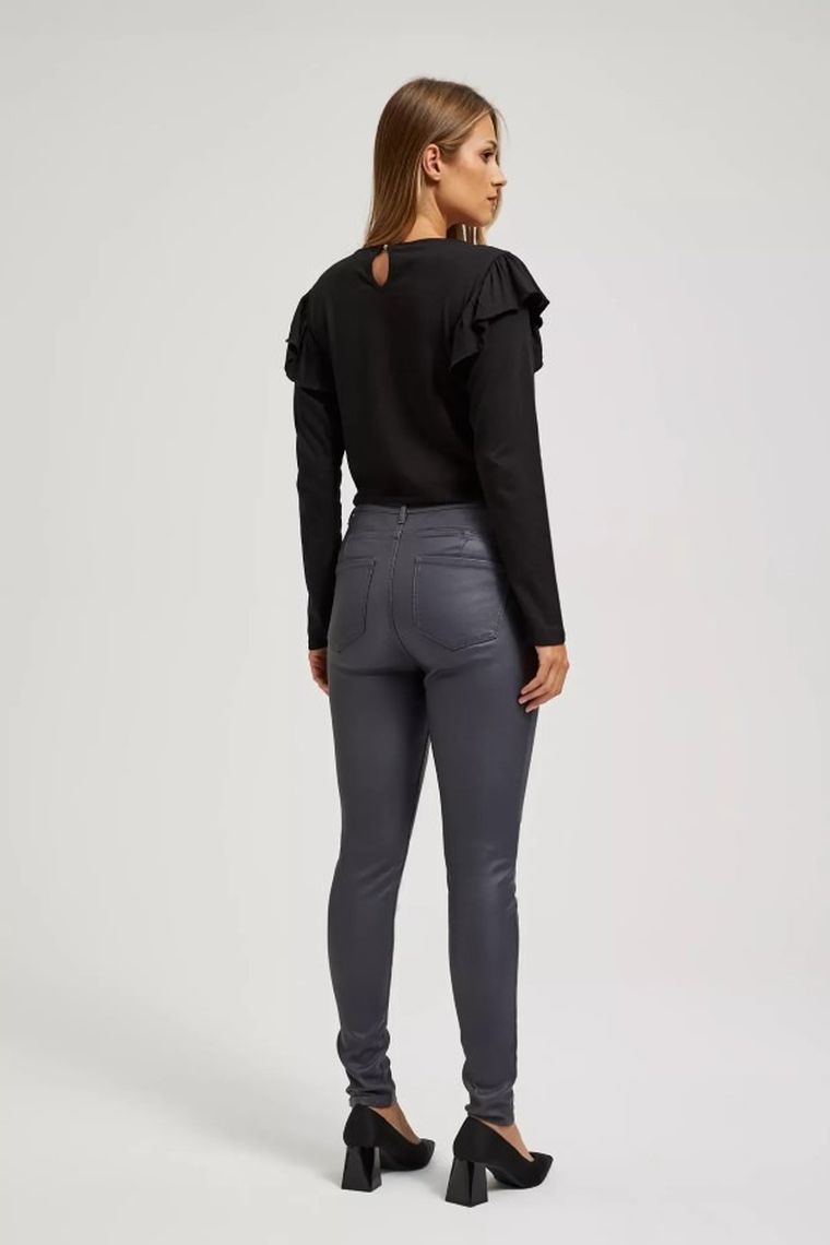 Spodnie materiałowe damskie, szare, Moodo