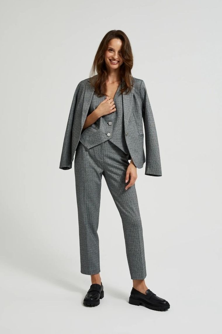 Spodnie materiałowe damskie, szare, Moodo