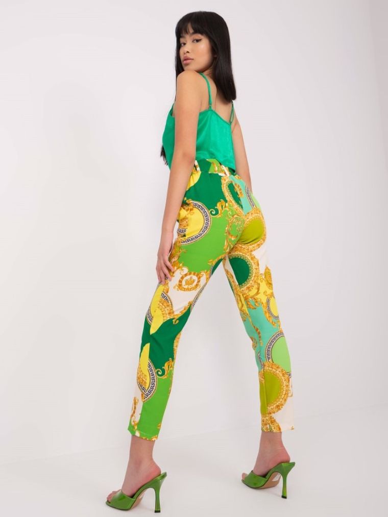 Spodnie materiałowe damskie, zielone, Italy Moda