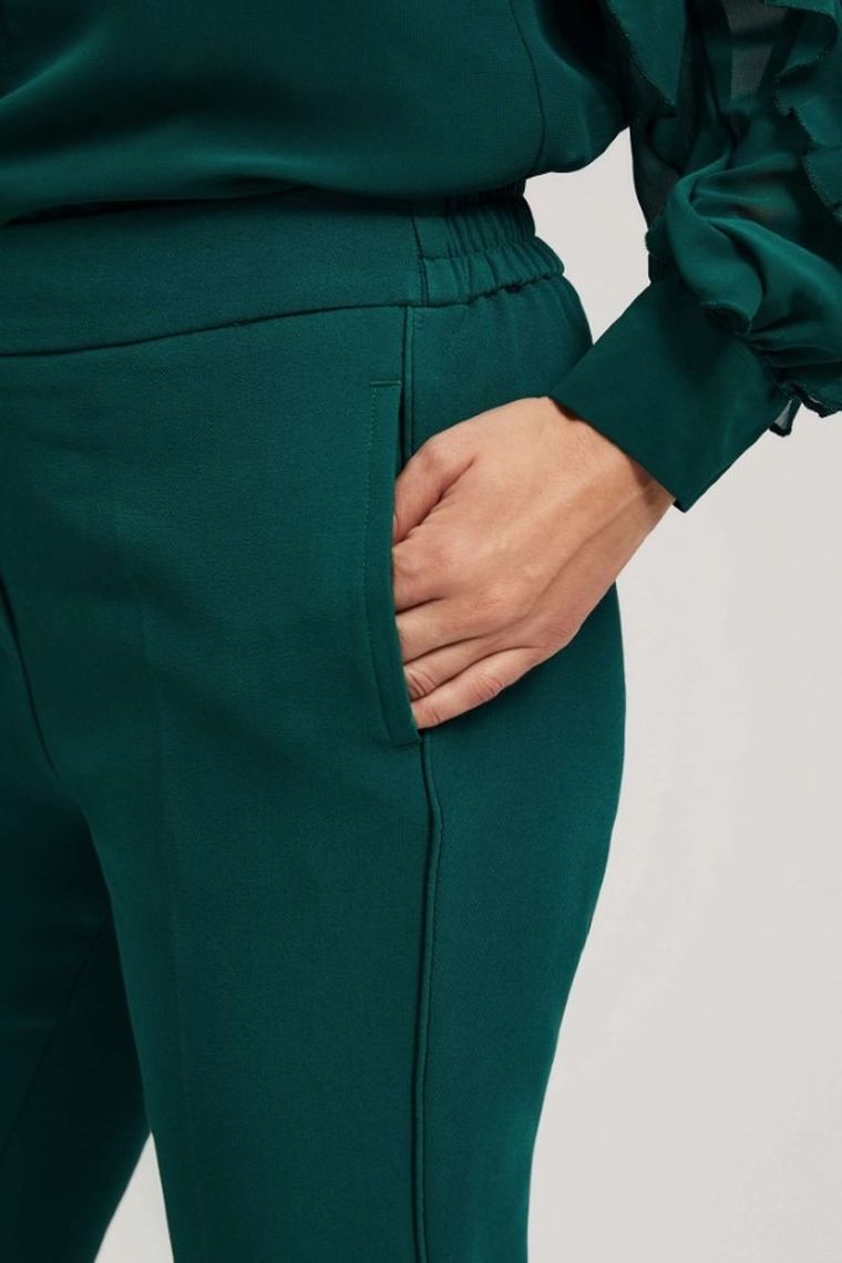 Spodnie materiałowe damskie, zielone, Moodo