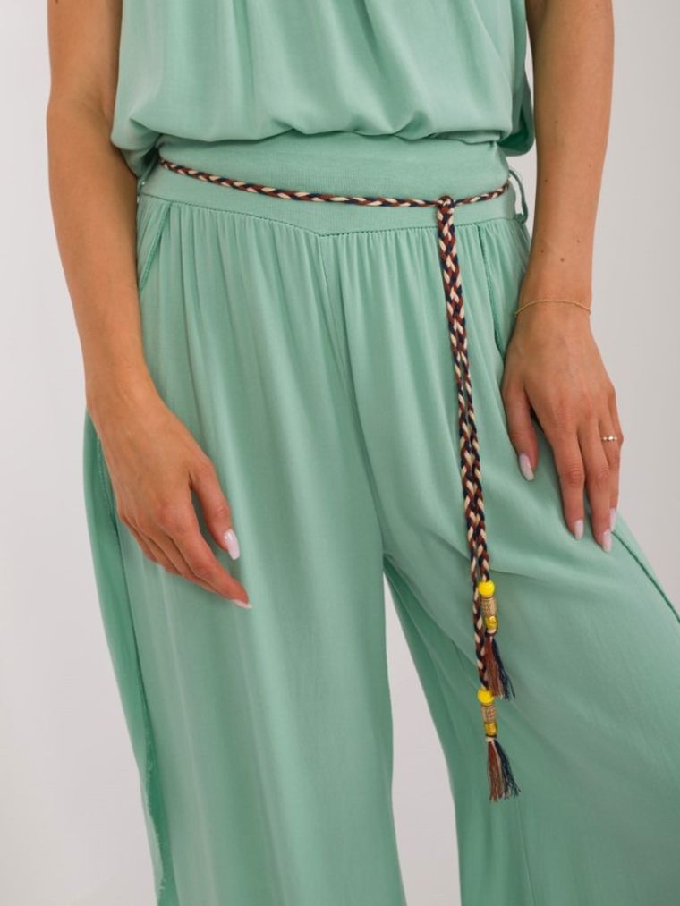 Spodnie materiałowe damskie, zielone, Och Bella