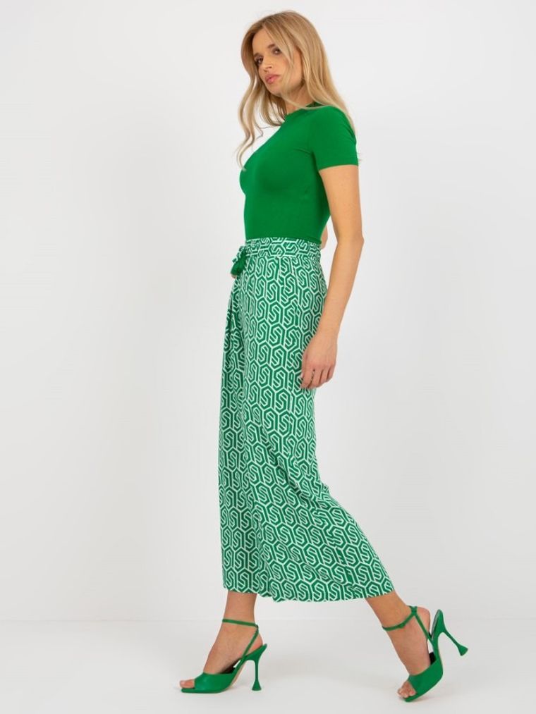 Spodnie materiałowe damskie, zielone, Sublevel