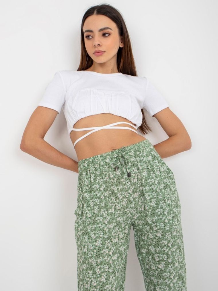 Spodnie materiałowe damskie, zielone, Sublevel