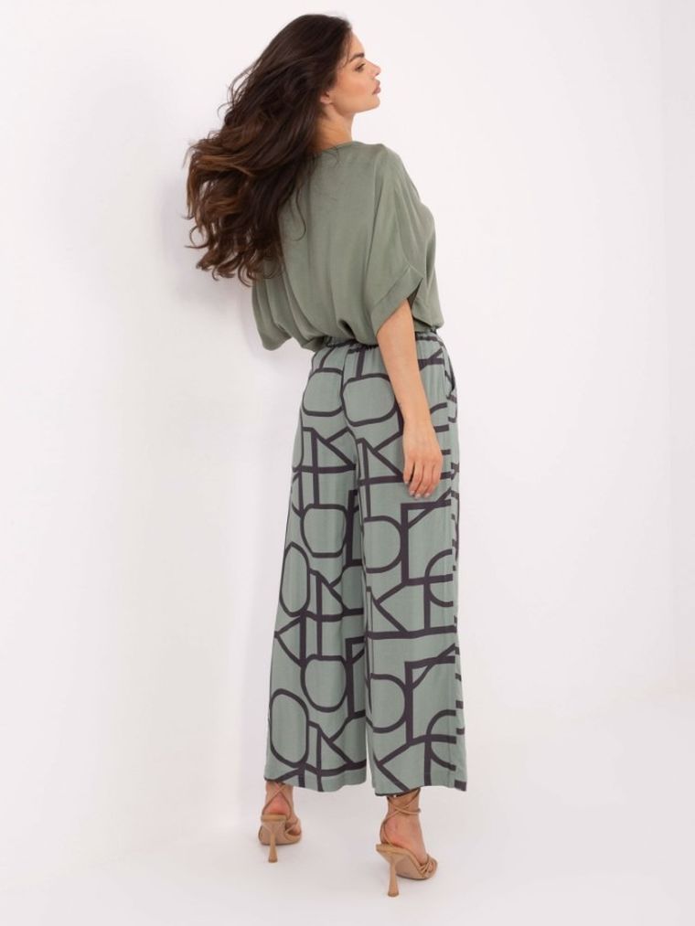 Spodnie materiałowe damskie, zielone, Sublevel