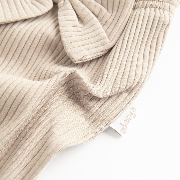 Spodnie materiałowe dziewczęce, prążkowane, beżowe, Nicol