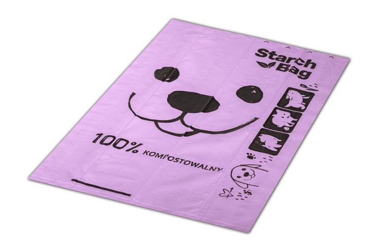 Starch Bag, BIOworki, worki na śmieci, liliowe, 8 rolek x 15 szt.
