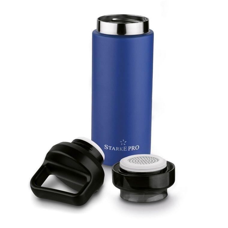 Starke Pro, Lazaro, butelka termiczna z sitkiem, granatowa, 400 ml