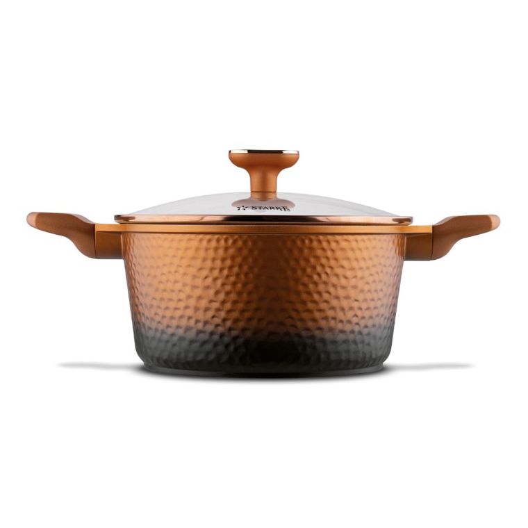 Starke Pro, Texture Copper, zestaw garnków z pokrywką i patelnia, 10 elementów