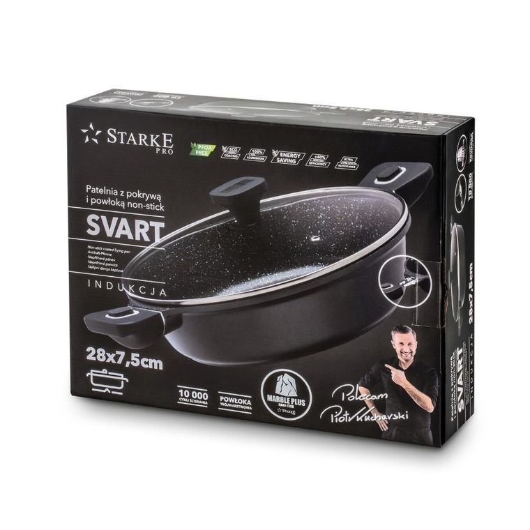 Starke, Svart Marble, patelnia krótkim uchwytem, 28 cm