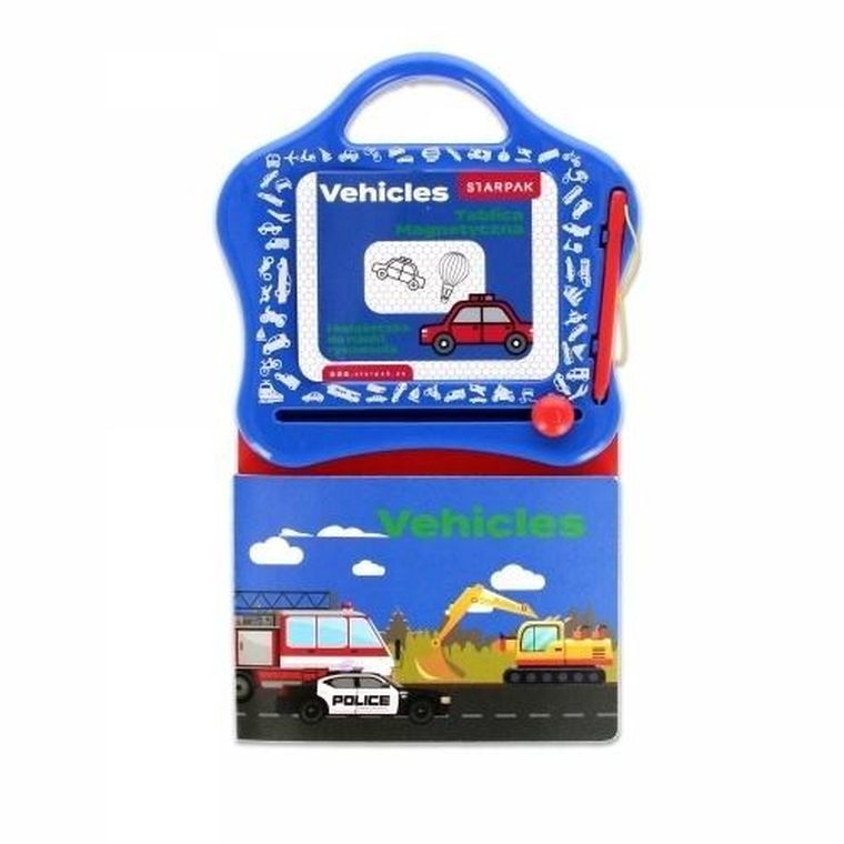 Starpak, tablica magnetyczna z książeczką do nauki rysowania, Vehicles