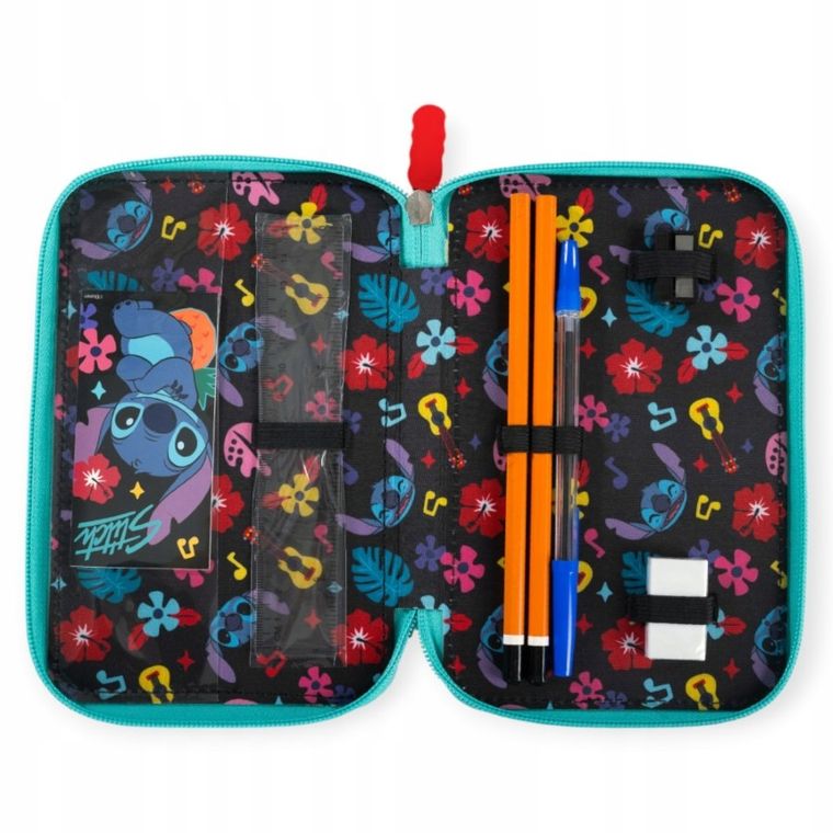 St.Majewski, Lilo i Stitch, piórnik rozkładany, potrójny, z wyposażeniem, Mint Aloha