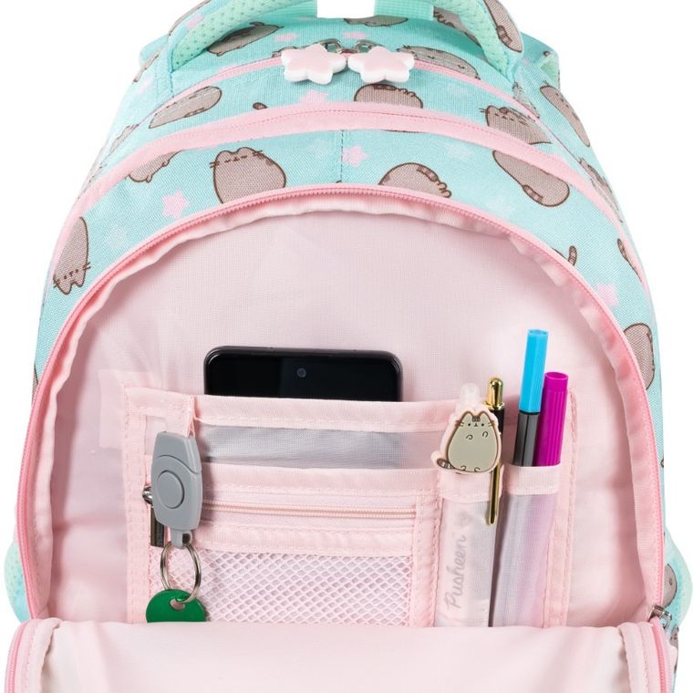 St.Majewski, Pusheen, plecak szkolny, 4-komorowy, Mint