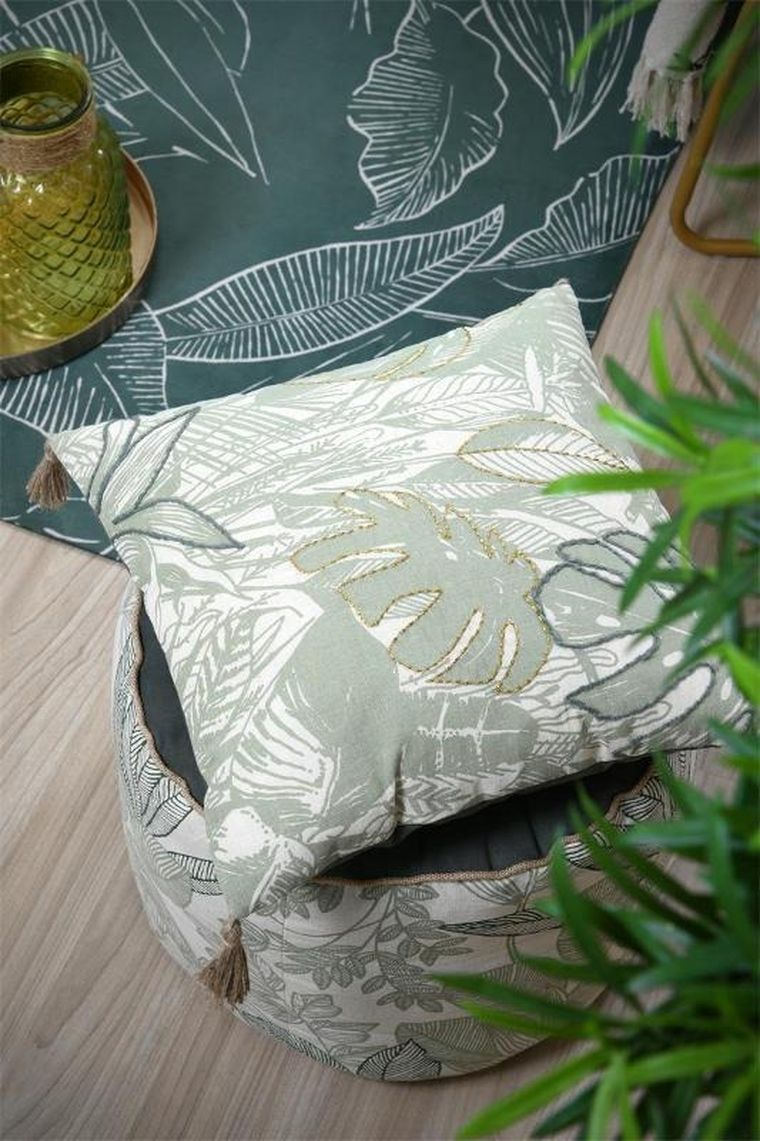 Stof, poduszka dekoracyjna, Botanys, z frędzlami, 40-40 cm