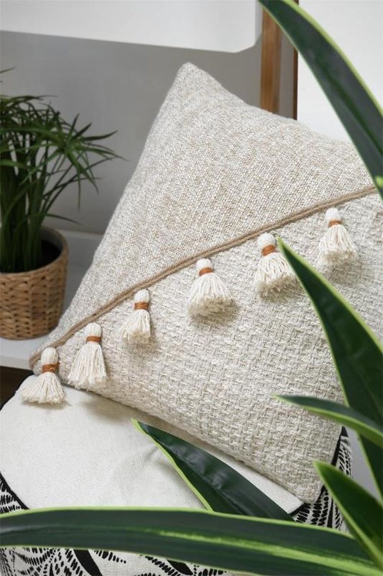 Stof, poduszka dekoracyjna, Ziana, boho z frędzlami, 45-45 cm