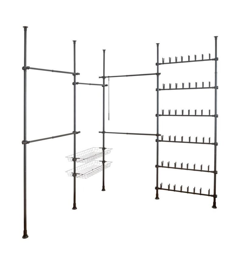 Stojak na buty teleskopowy, Herkules, czarny, wysokość 165-300 cm