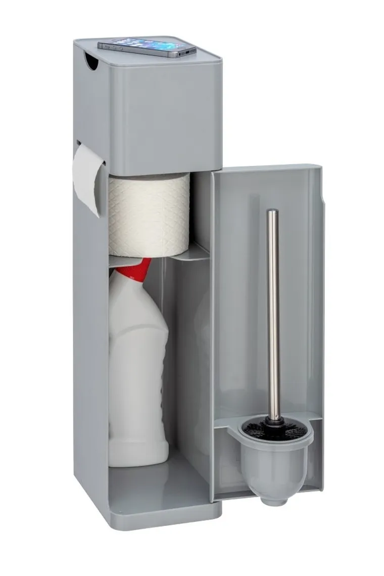 Stojak na papier toaletowy i szczotkę, Imon 6w1, szary