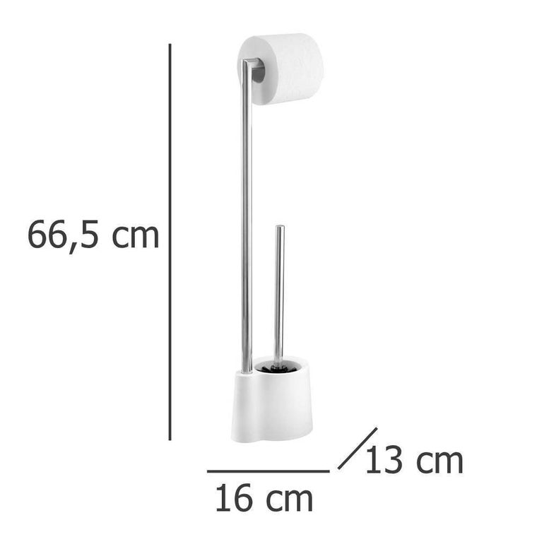 Stojak na papier toaletowy ze szczotką do WC i pojemnikiem