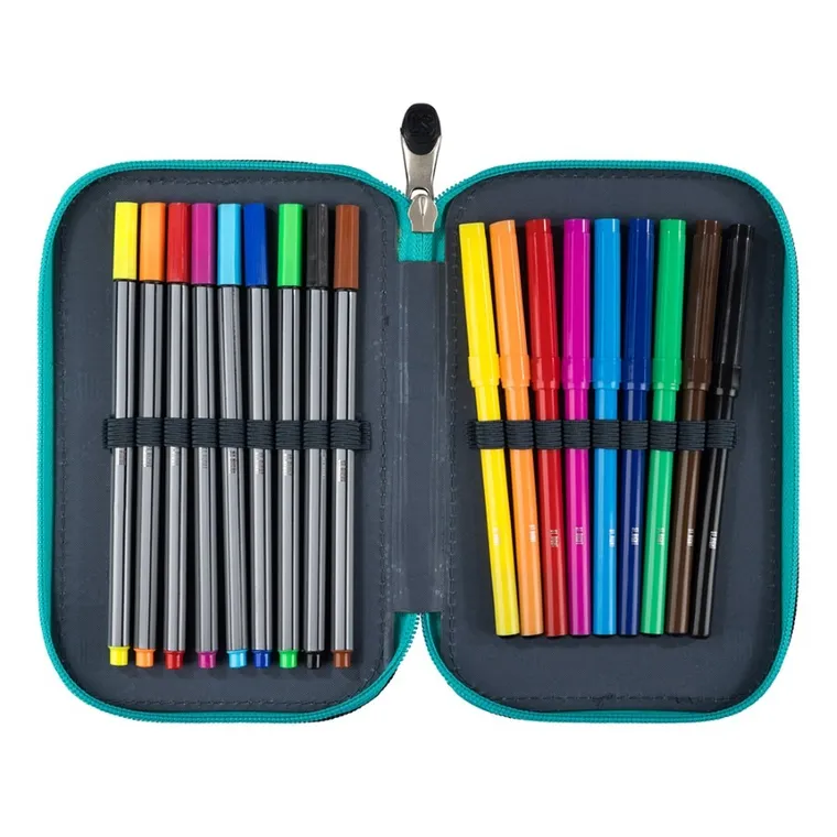 St.Right, piórnik rozkładany, potrójny, z wyposażeniem, Neon Football