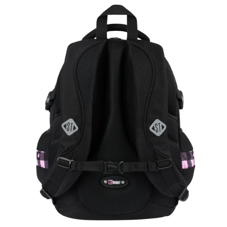 St.Right, plecak szkolny, 4-komorowy, Pink Checkered