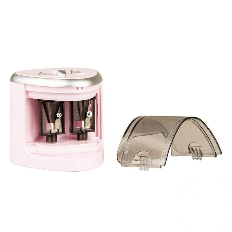 Strigo, temperówka elektryczna, 2 ostrza, różowa