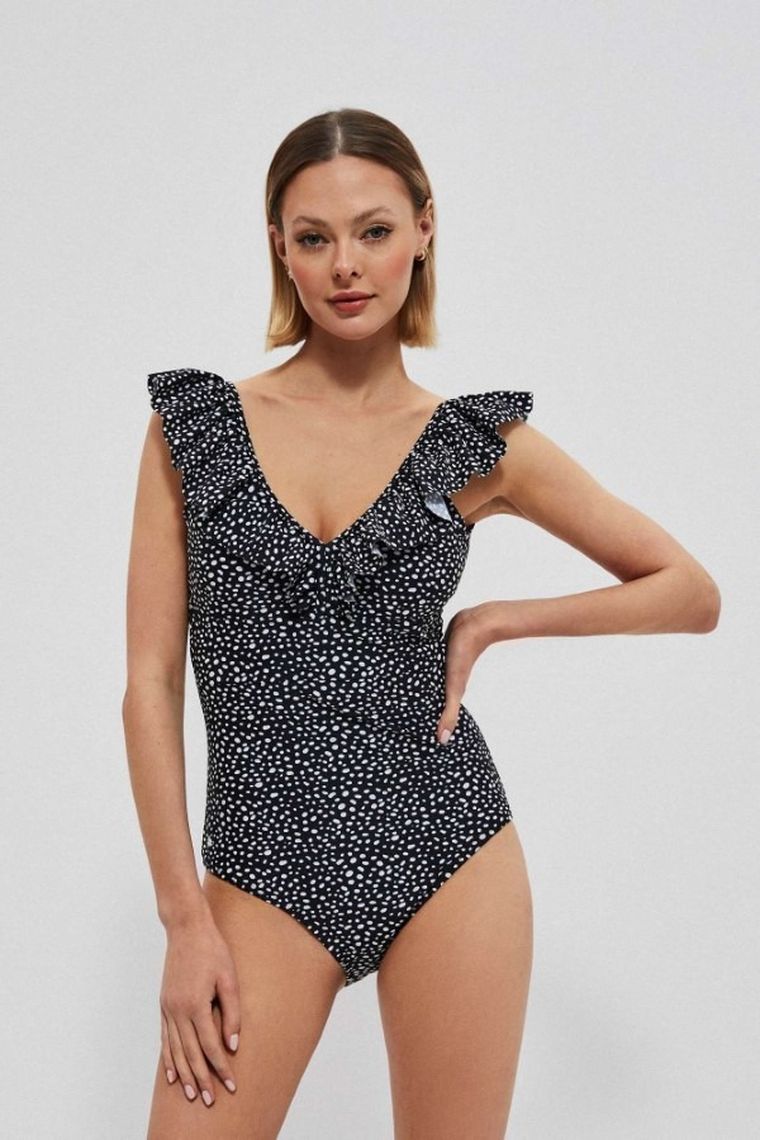 Strój kąpielowy damski jednoczęściowy, czarny, Moodo