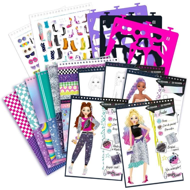 Style4Ever, Projekt Moda, Szkicownik, zestaw kreatywny z naklejkami