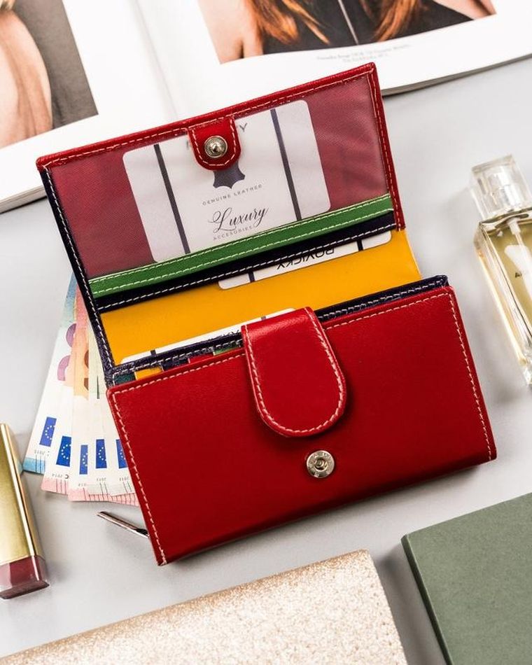 Stylowy portfel z kolorowej skóry naturalnej, Rovicky