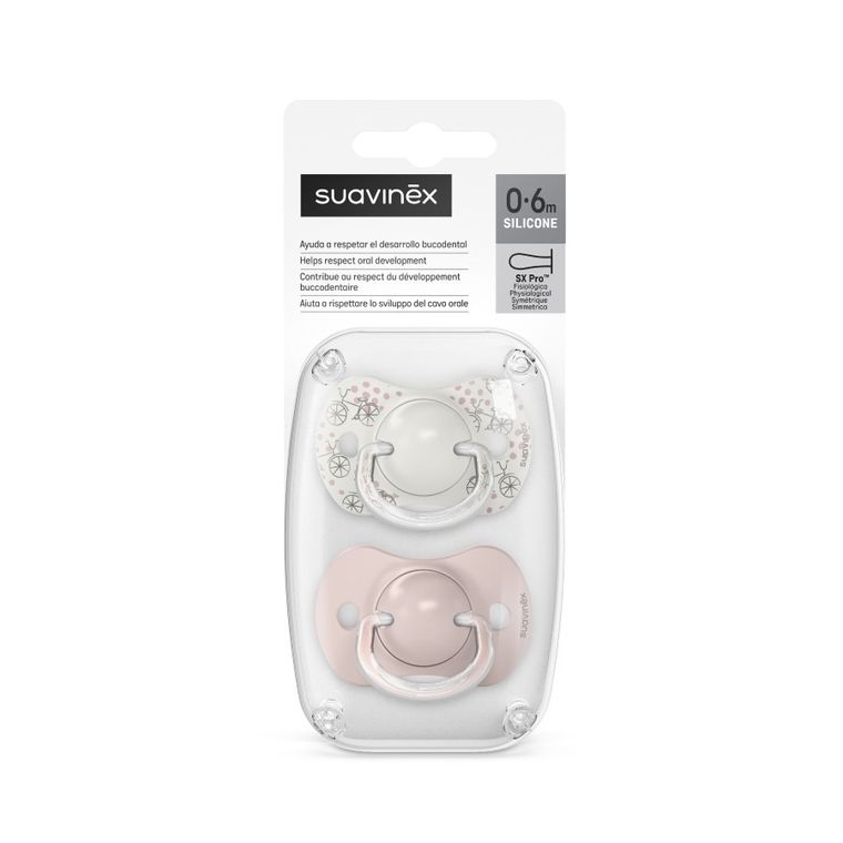 Suavinex, A walk in the park, SX Pro, smoczek fizjologiczny, silikonowy, różowy, 0-6m, 2 szt.