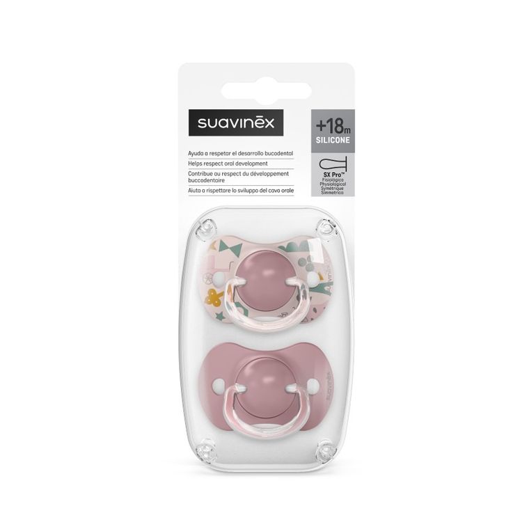 Suavinex, A walk in the park, SX Pro, smoczek fizjologiczny, silikonowy, różowy, 18m+, 2 szt.