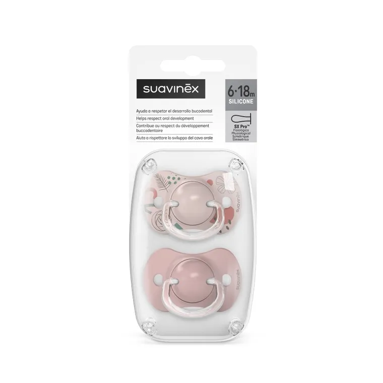 Suavinex, A walk in the park, SX Pro, smoczek fizjologiczny, silikonowy, różowy, 6-18m, 2 szt.