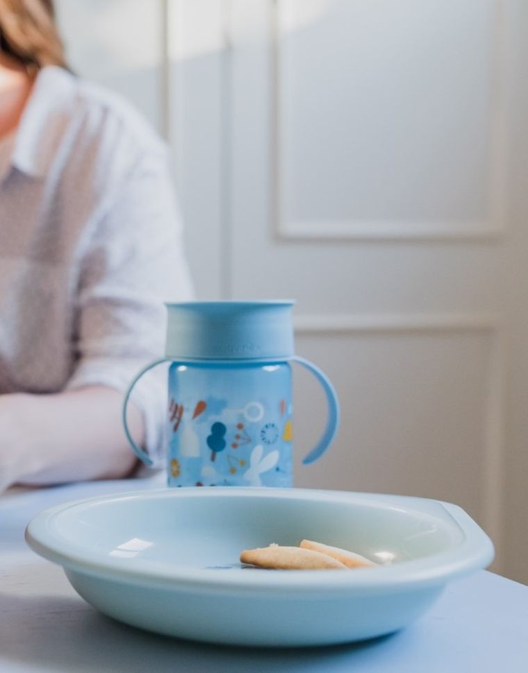 Suavinex, Forest, kubek treningowy, niebieski, 360°, 340 ml, 12m+