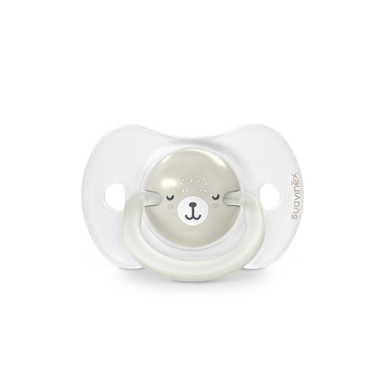 Suavinex, SX Pro, Wild & Free, smoczek fizjologiczny, beżowy, świecący, 0-6 m, 2 szt.