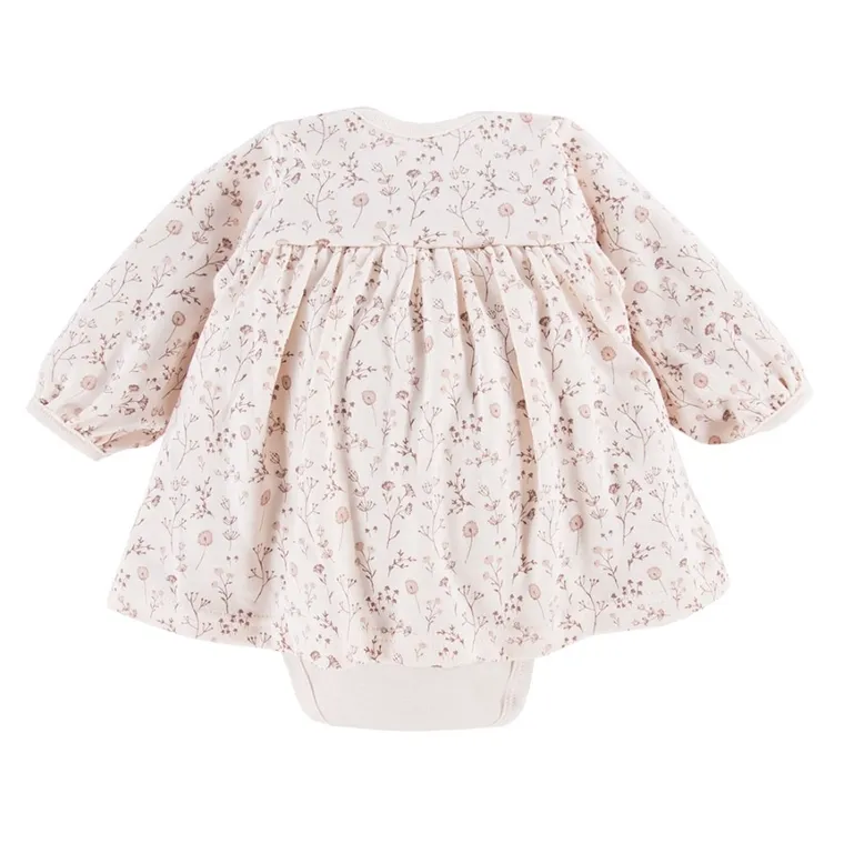 Sukienka body dziewczęca z długim rękawem, ecru, Bloom, Eevi