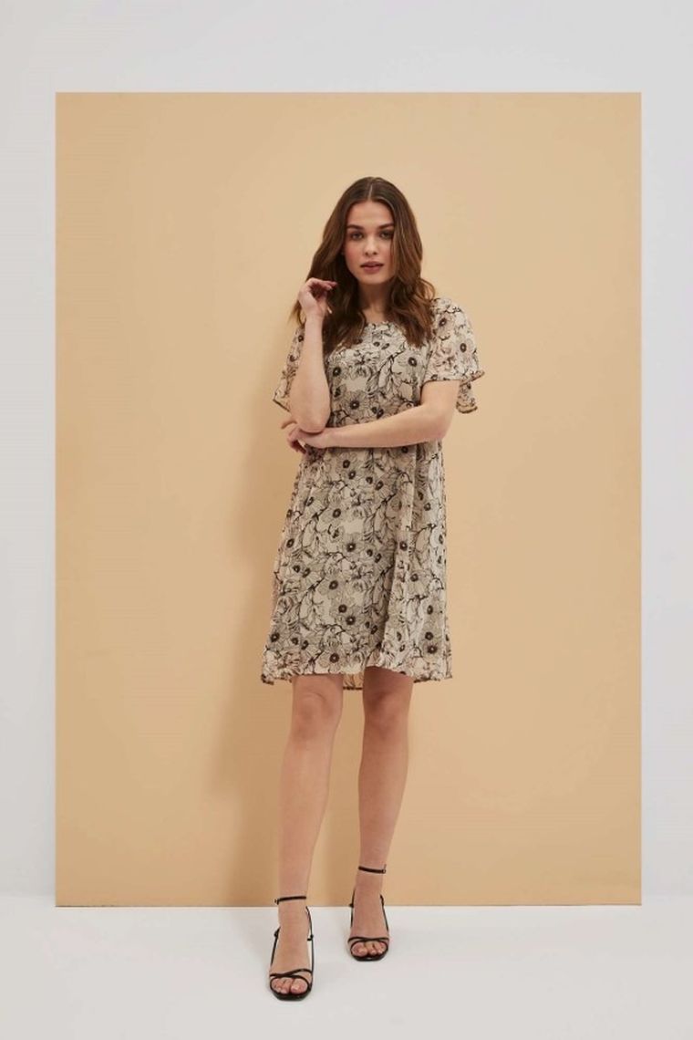 Sukienka damska, beżowa, Moodo