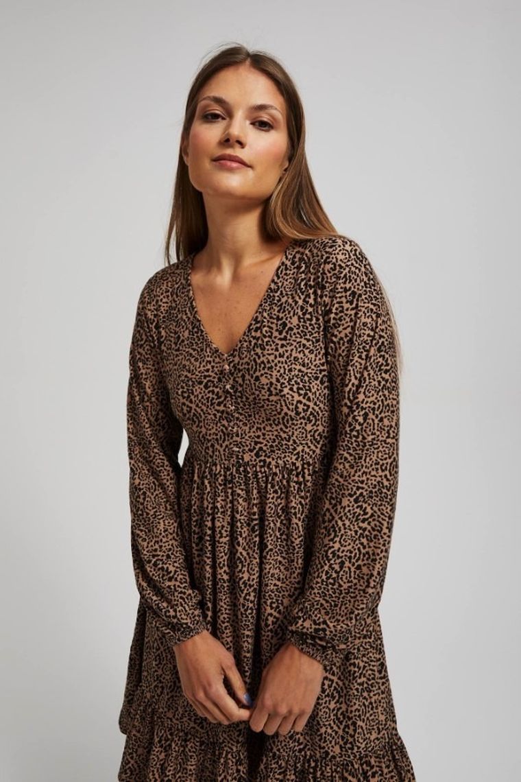 Sukienka damska, beżowa, Moodo