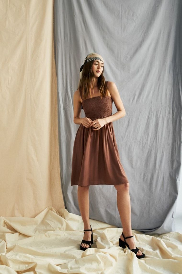 Sukienka damska, brązowa, Moodo