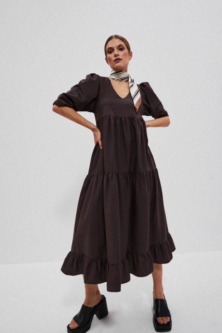 Sukienka damska, brązowa, Moodo