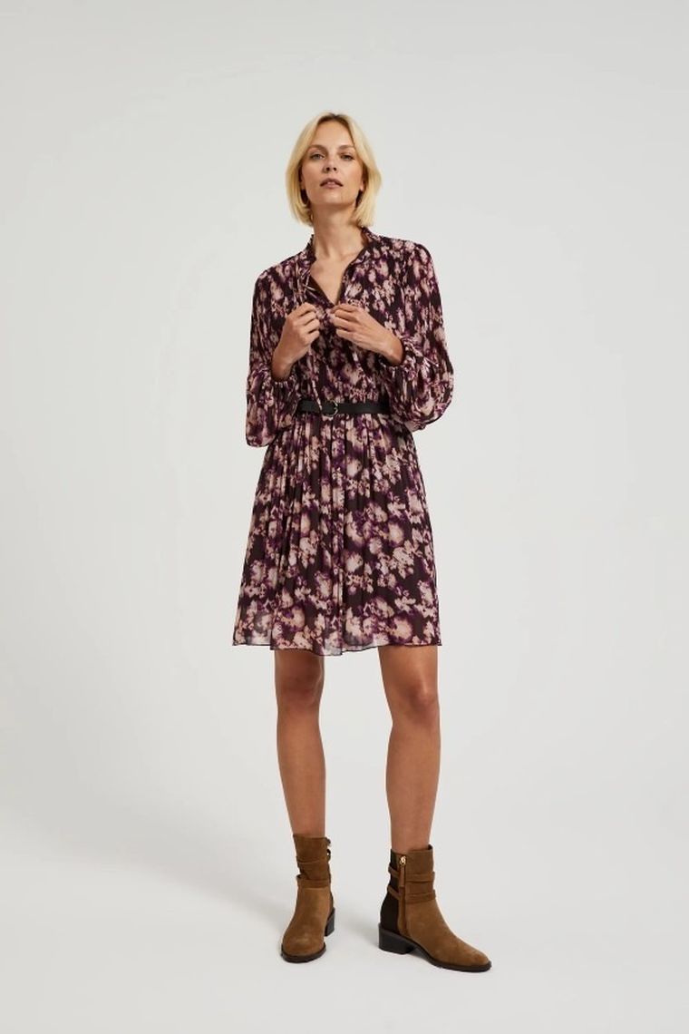 Sukienka damska, brązowa, Moodo