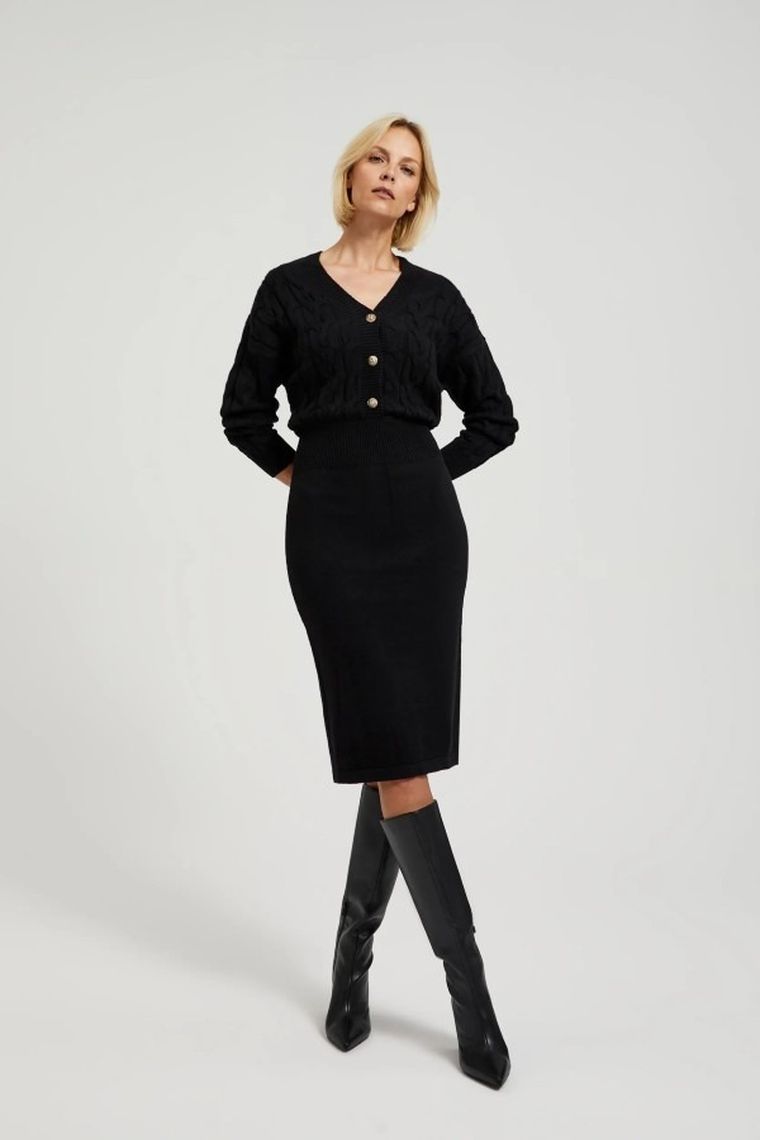 Sukienka damska, czarna, Moodo