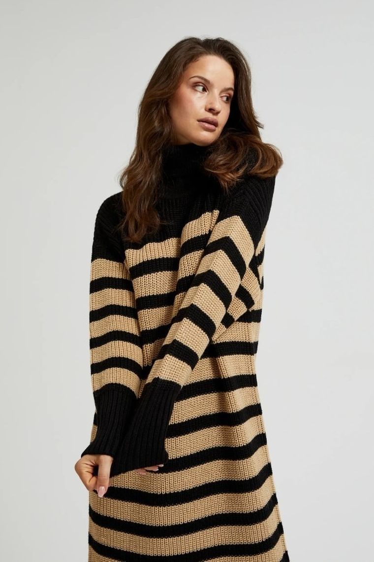 Sukienka damska, czarno-beżowa, Moodo