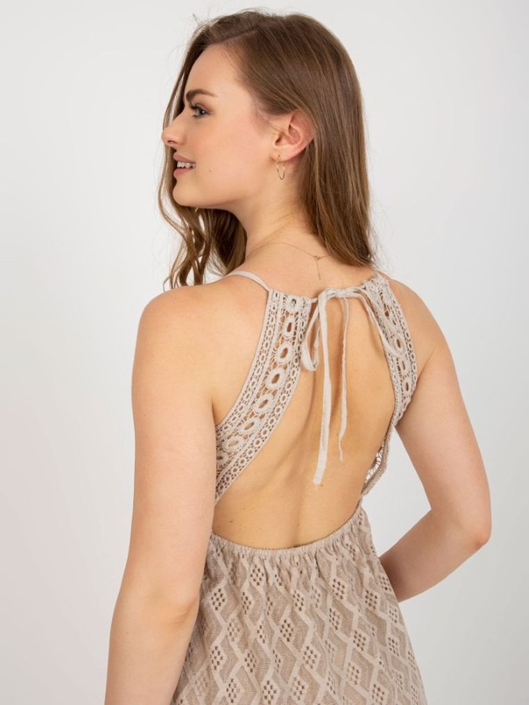 Sukienka damska na ramiączka, beżowa, Och Bella