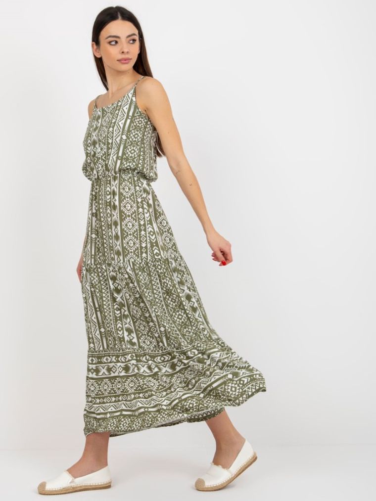 Sukienka damska na ramiączka, khaki, Sublevel