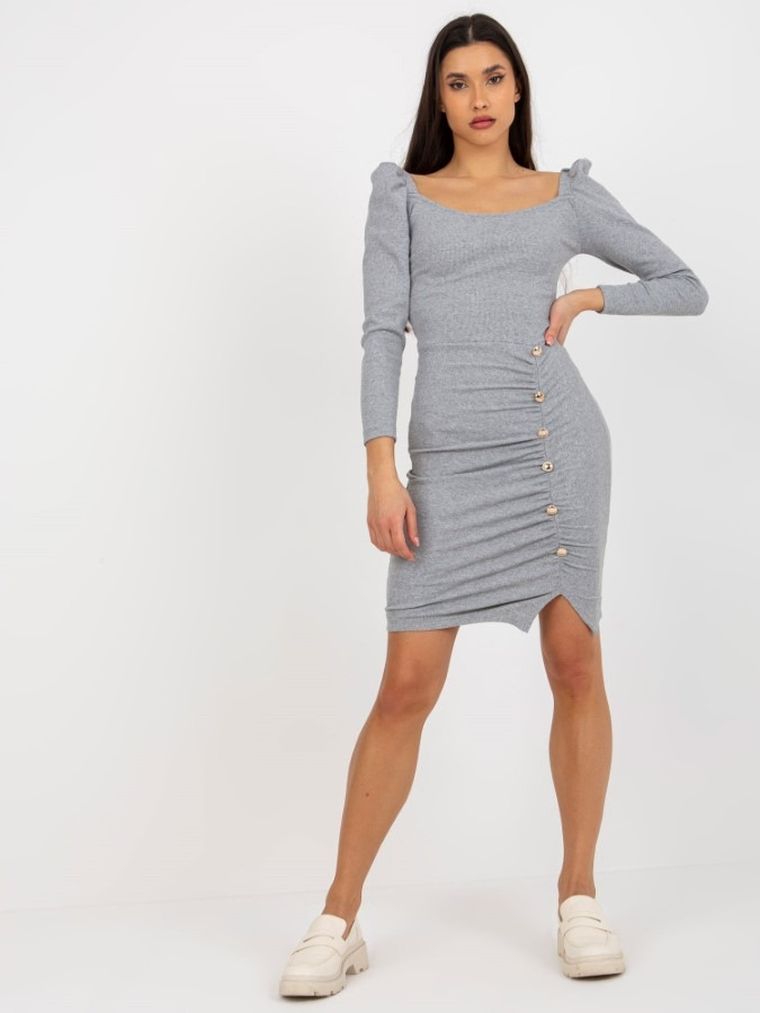 Sukienka damska, prążkowana, szara, Lily Rose