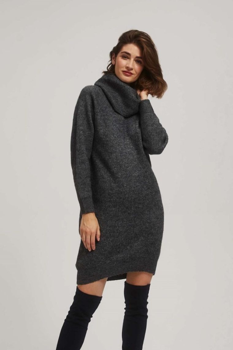 Sukienka damska, szara, Moodo