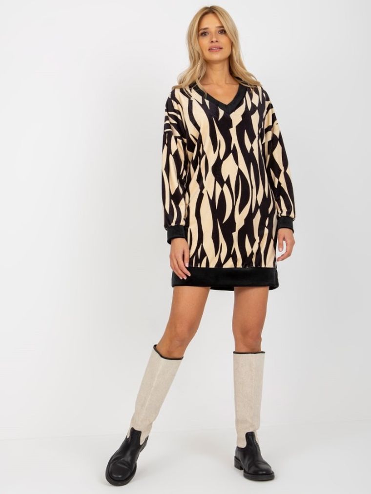 Sukienka damska, welurowa, mix, Rue Paris