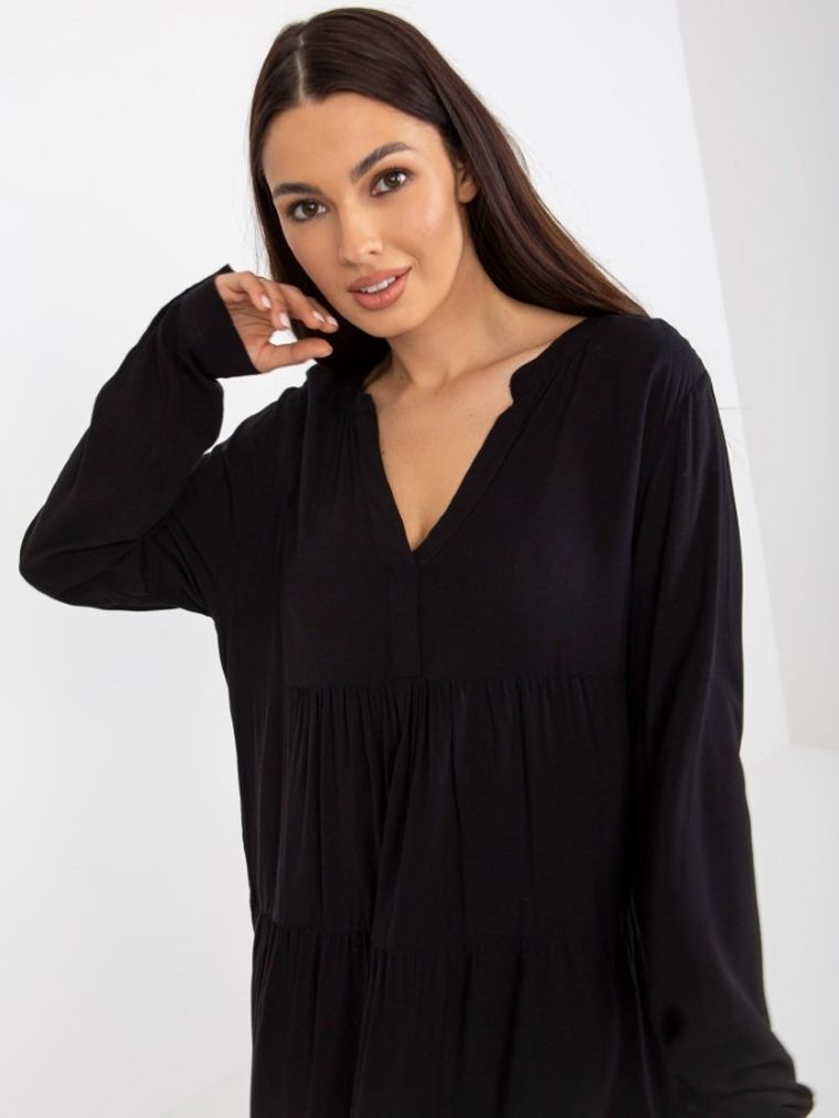 Sukienka damska z długim rękawem, czarna, Sublevel