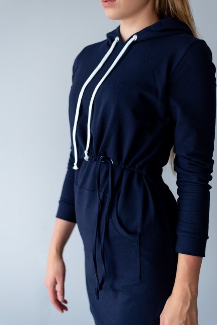 Sukienka damska z długim rękawem, do karmienia, granatowa, Miracle