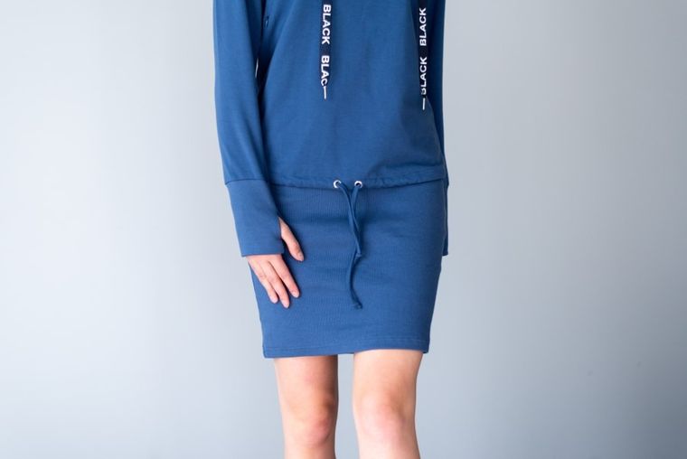 Sukienka damska z długim rękawem, do karmienia, niebieska, Miracle