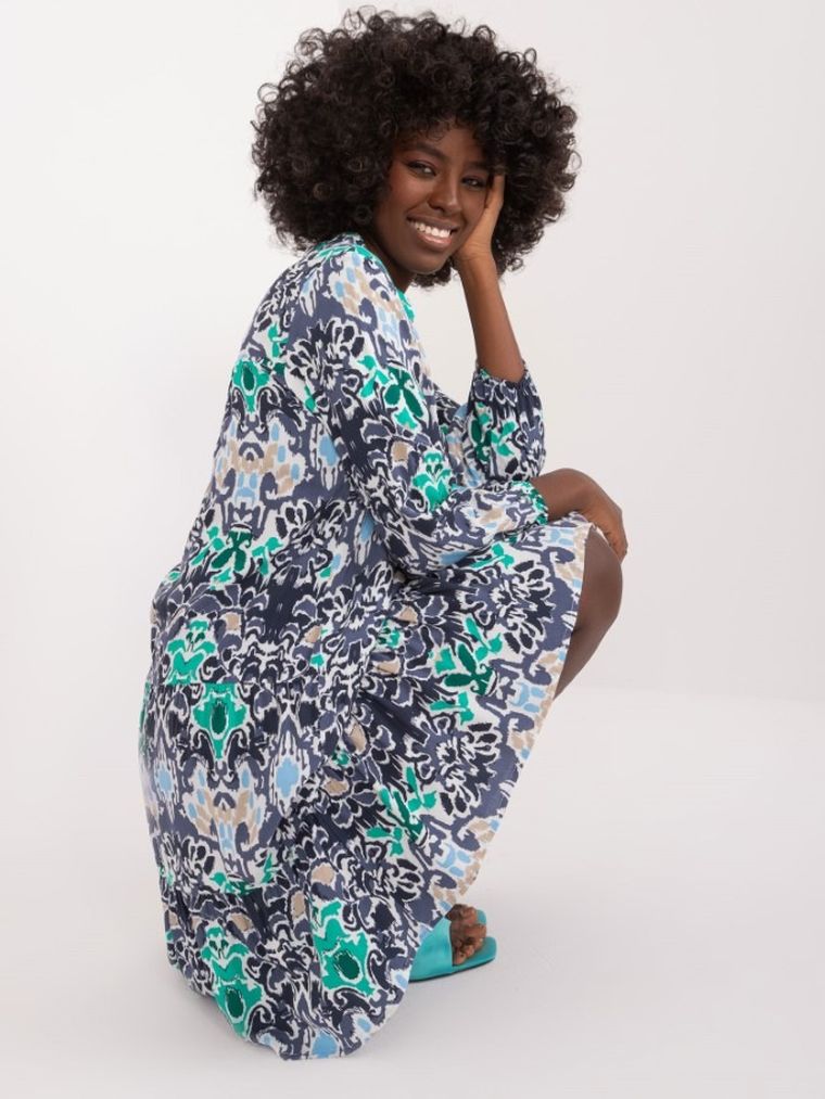 Sukienka damska z długim rękawem, granatowa, Sublevel