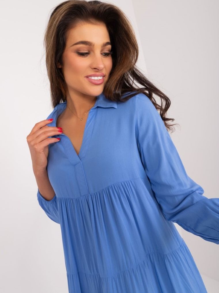Sukienka damska z długim rękawem, niebieska, Sublevel